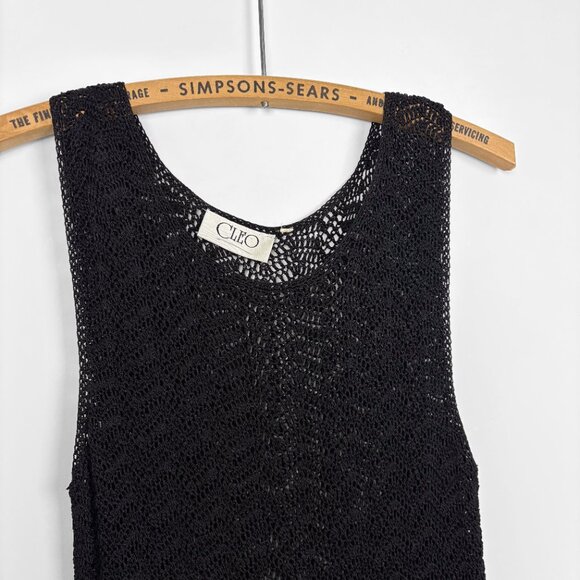 CLEO Sheer Knit Cover Up Tank Top Black Beach Pool Size Medium - Picture 3 of 5